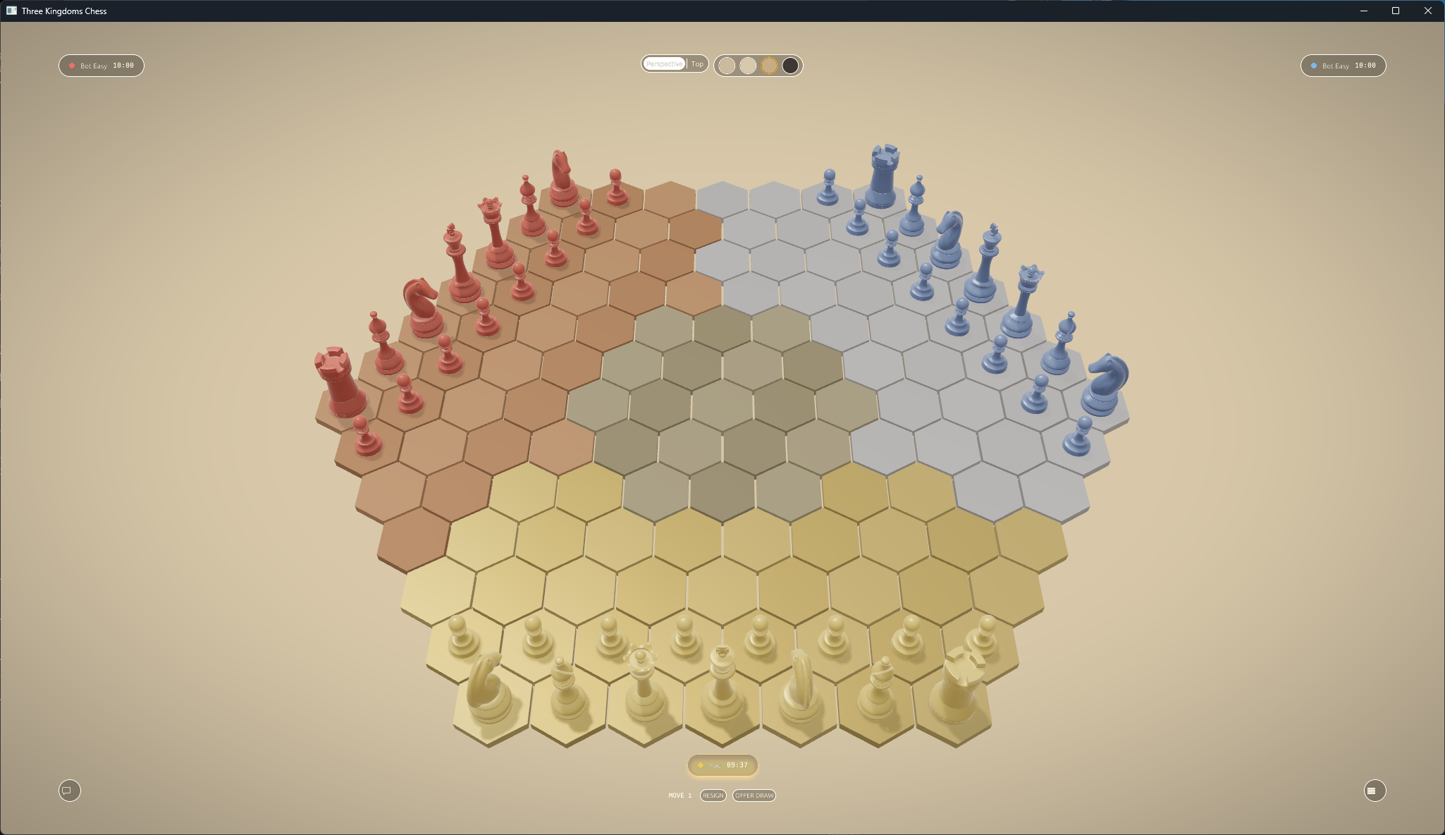 3Chess — in-game pastel theme, initial position